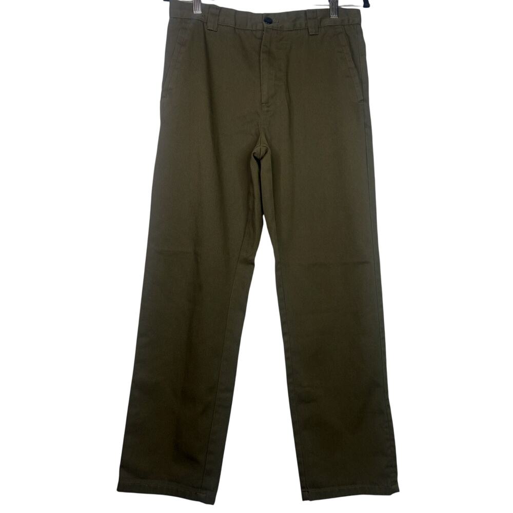 ZARA Mens Sports Wear Casual Chino Pants Stretch Zip Button 30 Olive Green #4290
